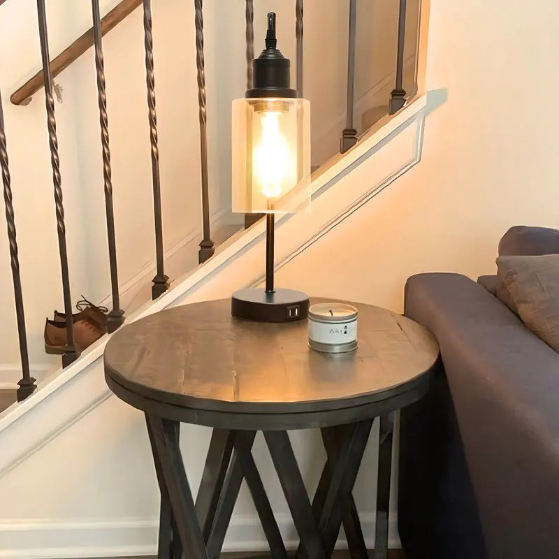 2-Pack Industrial Nightstand Lamp, 3-Way Dimmable