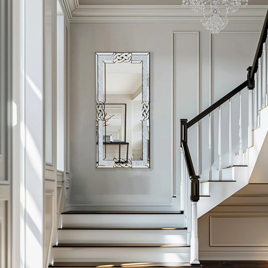 Crushed Diamond Mirror Rectangular Crystal Frame Edge