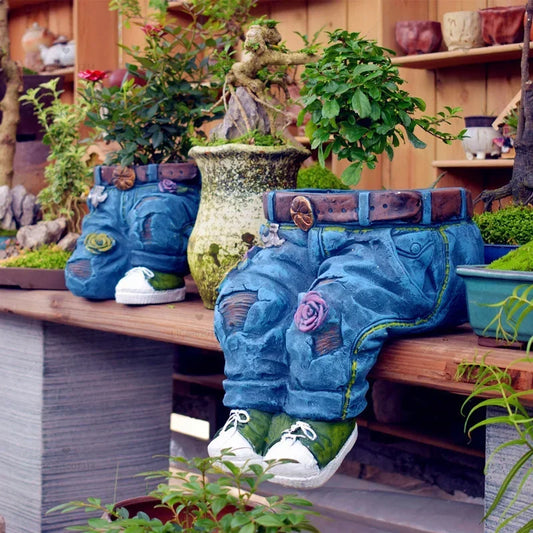 Art Jeans Garden Decoration Ornaments Flower Pot