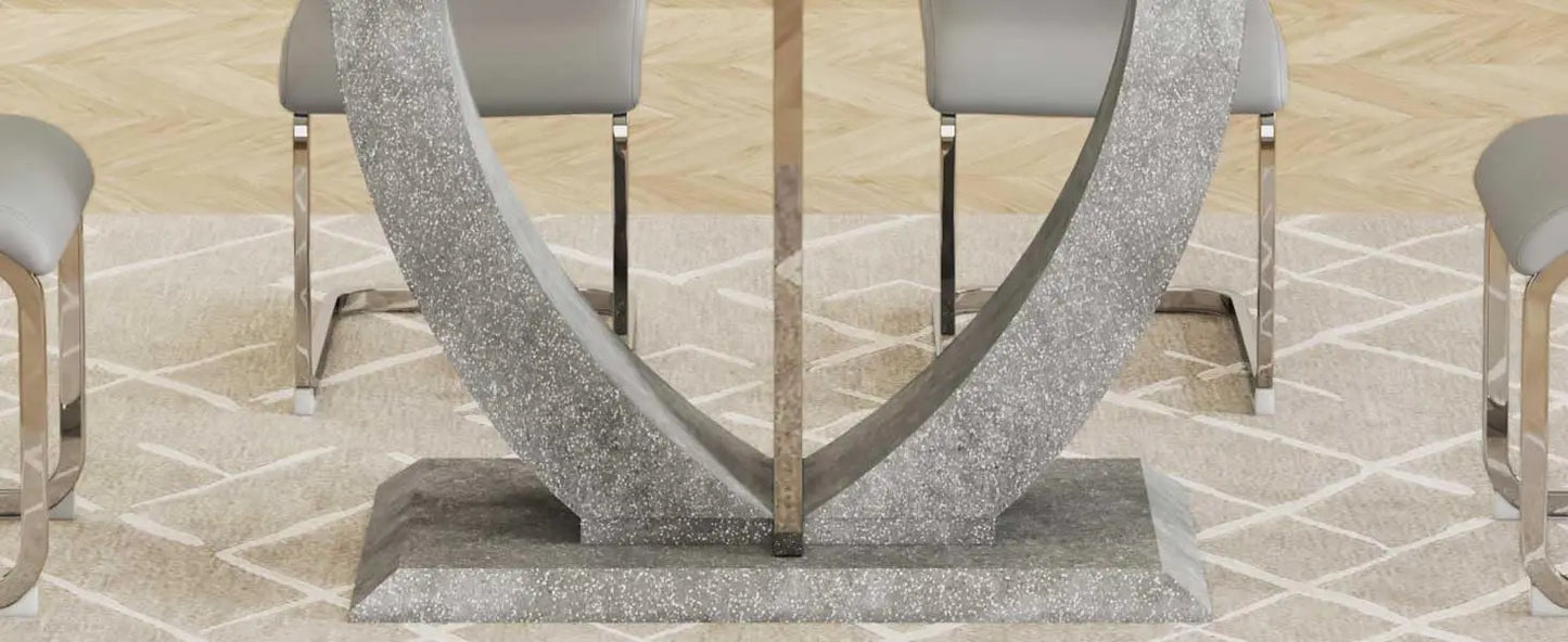 7 Piece Dining Room Set 6 Leather Chairs,