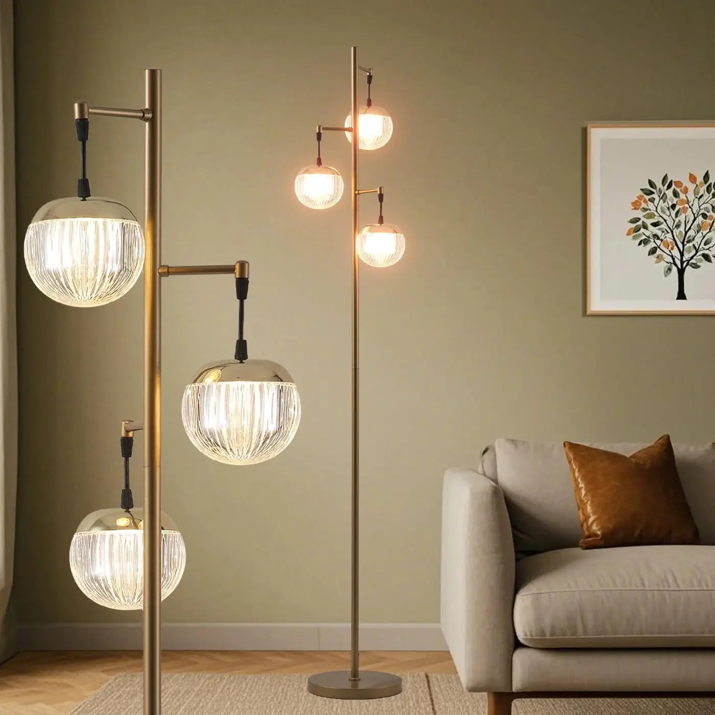 Tree Standing Lamp 3 Elegant Teardrop LED Bulbs