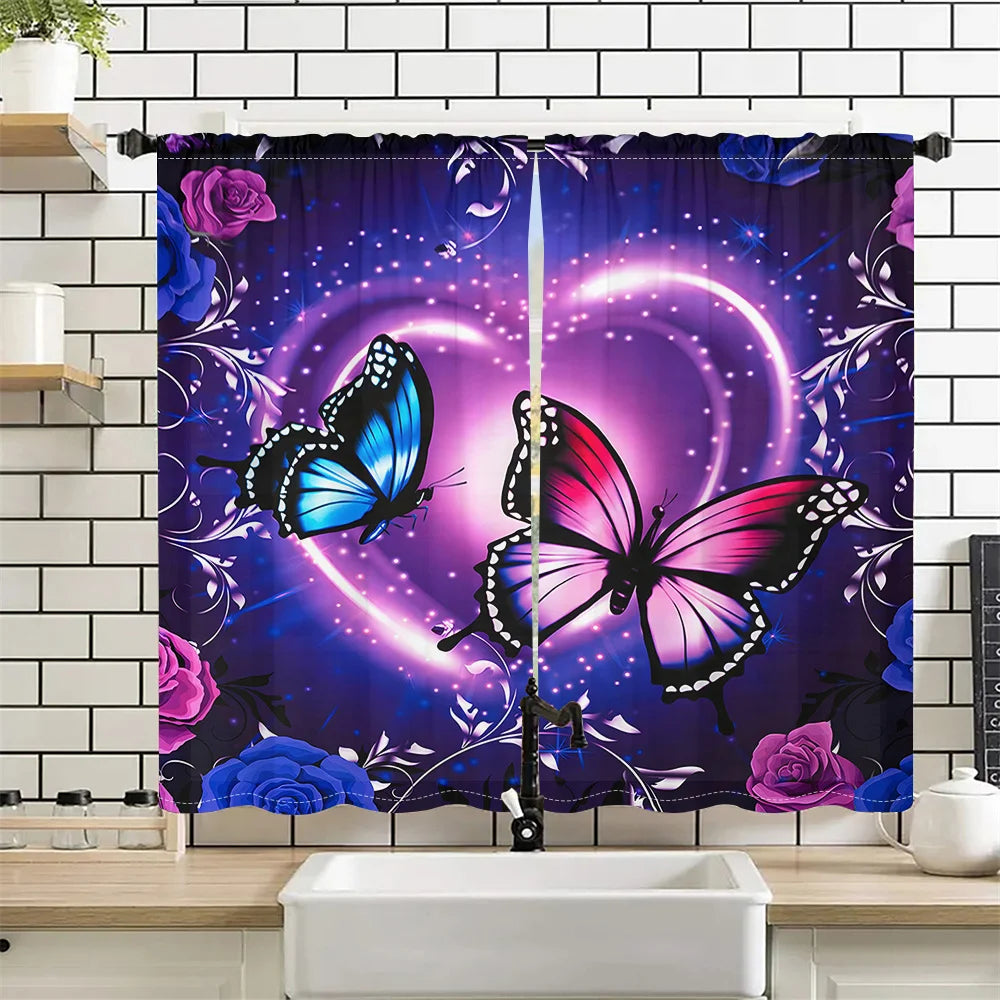 2Pcs Dreamy Butterfly Curtains Living Room Bedroom