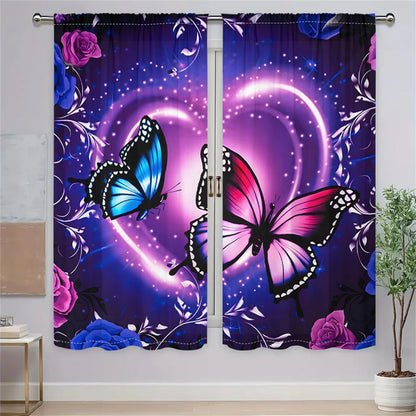 2Pcs Dreamy Butterfly Curtains Living Room Bedroom