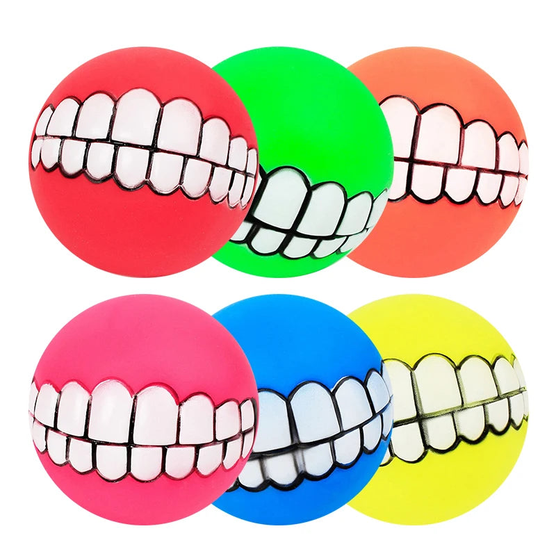Funny Teeth Silicone Squeaky Dog Ball