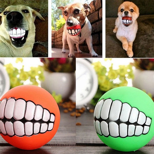 Funny Teeth Silicone Squeaky Dog Ball