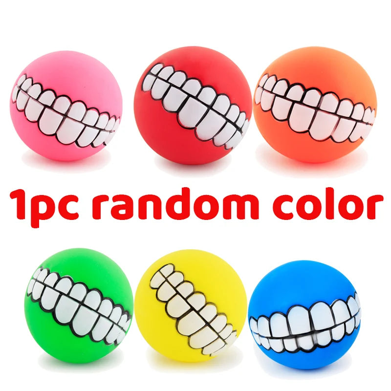 Funny Teeth Silicone Squeaky Dog Ball