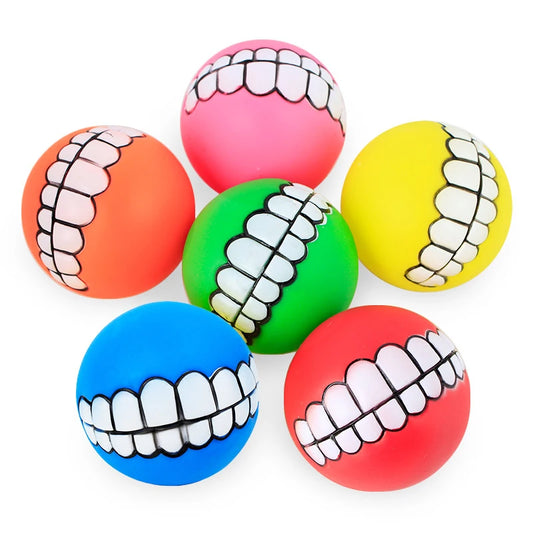 Funny Teeth Silicone Squeaky Dog Ball
