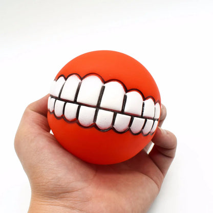 Funny Teeth Silicone Squeaky Dog Ball