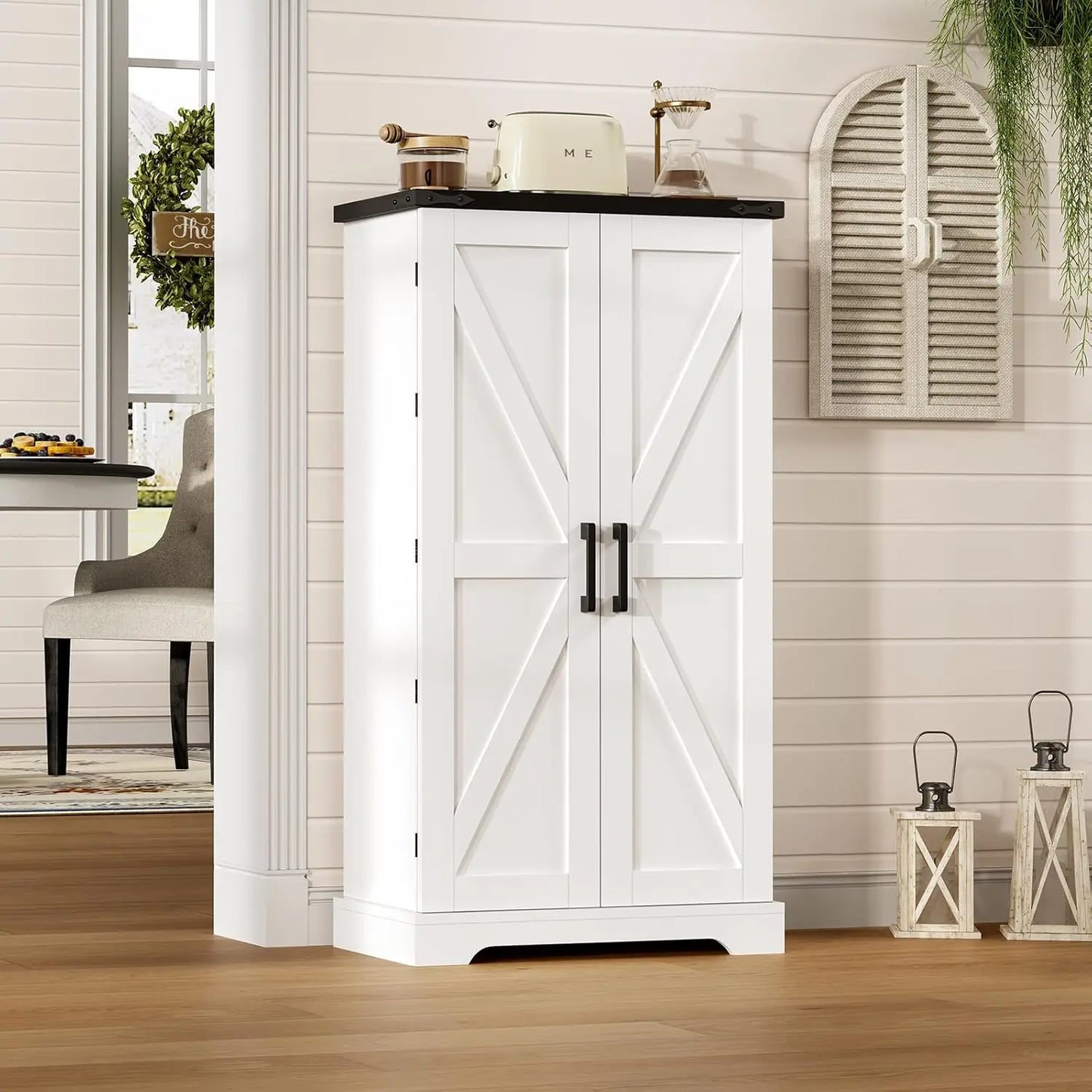 Kitchen Pantry Storage Cabinet 4 Doors Drawer