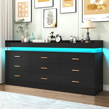 Dresser 9 Drawer with LED  Drawer Organizer