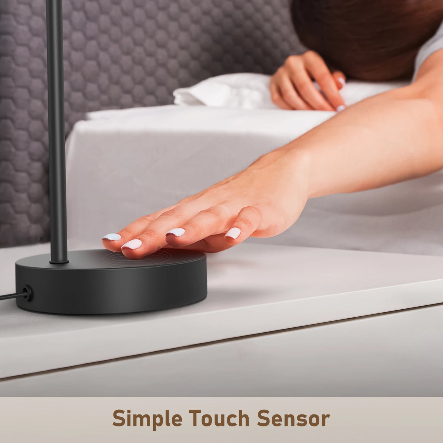 2-Pack Industrial Nightstand Lamp, 3-Way Dimmable