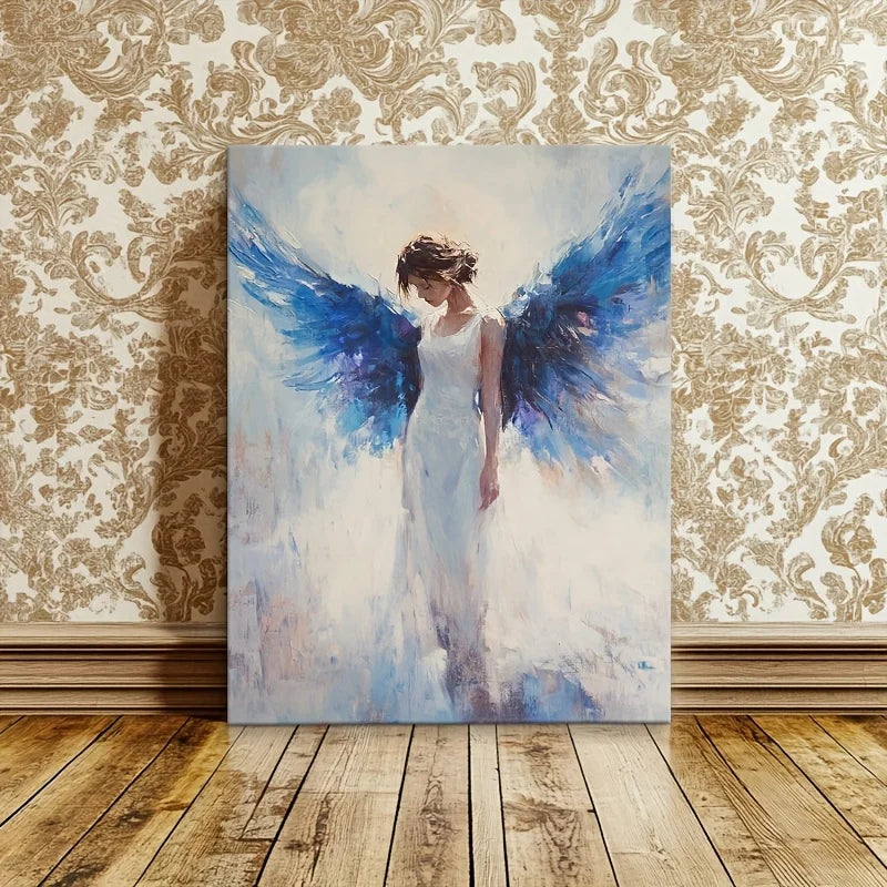 Angel Image  Canvas  Blue Wings Wooden Frame