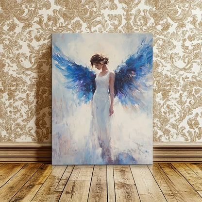 Angel Image  Canvas  Blue Wings Wooden Frame