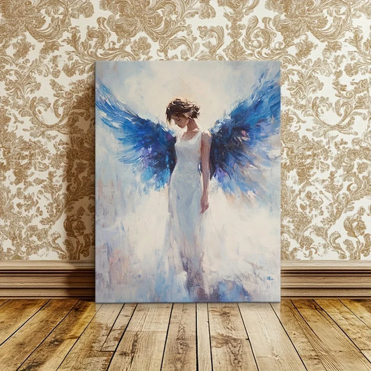 Angel Image  Canvas  Blue Wings Wooden Frame