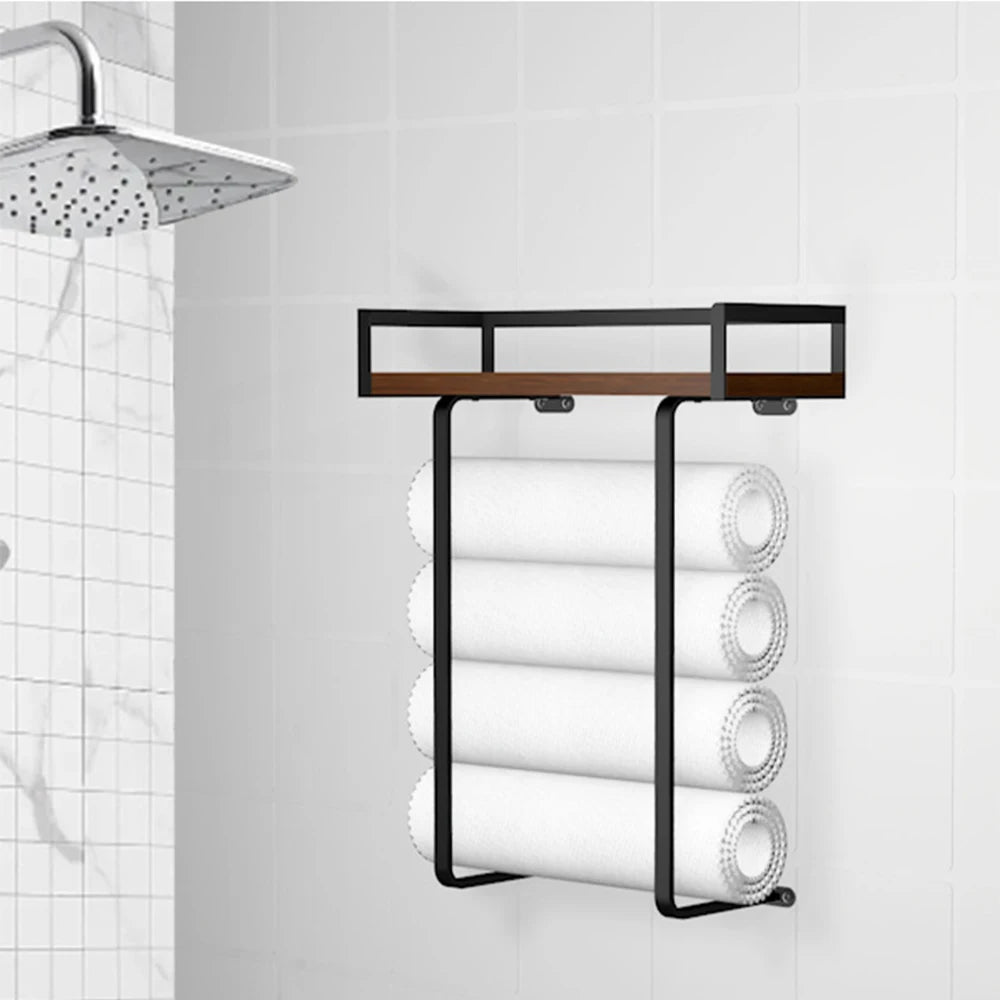 Bathroom Towel Rack Wall Mounted Shampoo Shelf