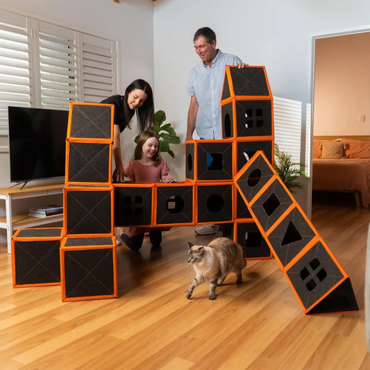Modular Multi-Level Cat House with Scratching Post