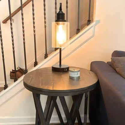 2-Pack Industrial Nightstand Lamp, 3-Way Dimmable