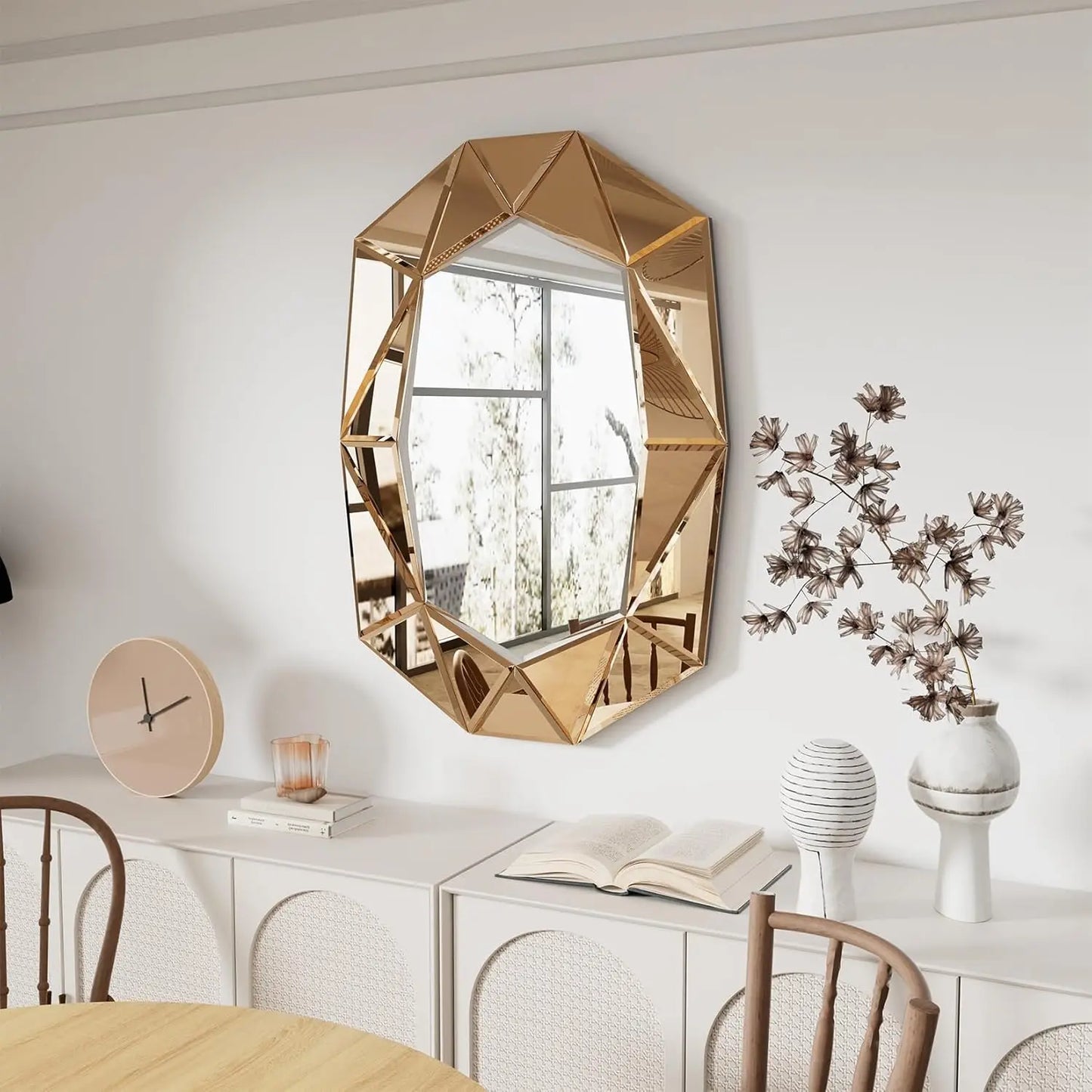 Large Wall Mirror Modern Irregular Accent Mirror Vintage