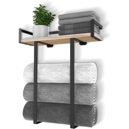 Bathroom Towel Rack Wall Mounted Shampoo Shelf