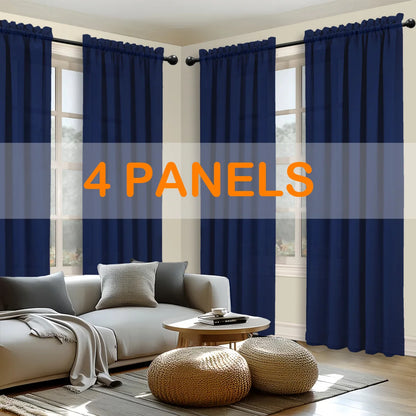 4pcs Light Filtering Curtains - Fade-Resistant   Rod Pocket