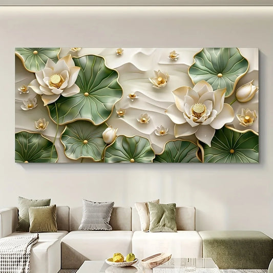 Modern abstract lotus leaf canvas wood frame