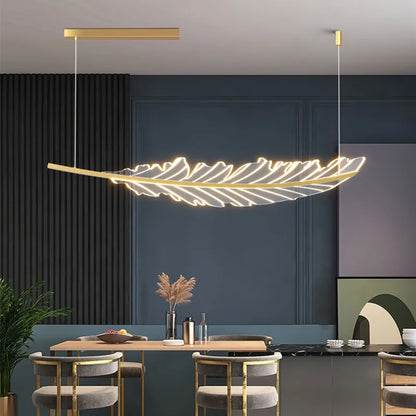 Modern Leaf Shaped Led Golden Chandelier