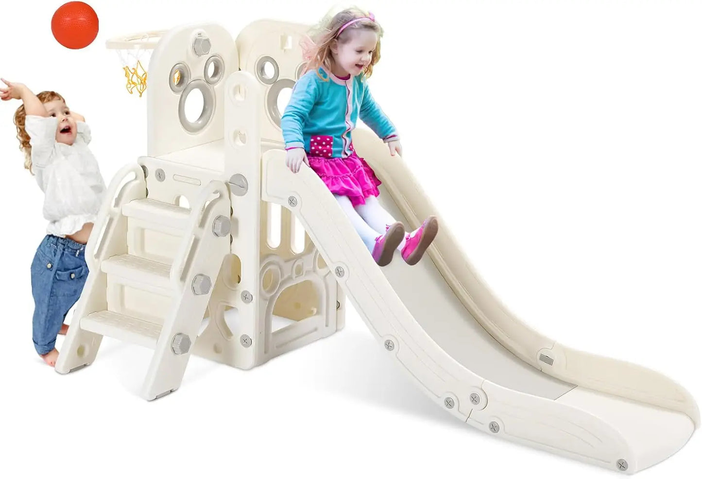 Kids Slide L-Shaped, 5 in 1 Slide Climber