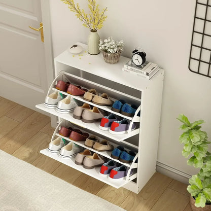 Shoe Storage 2 Flip Drawers Narrow Cabinet