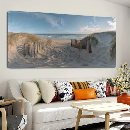 Thick pine frame mural ocean landscape painting