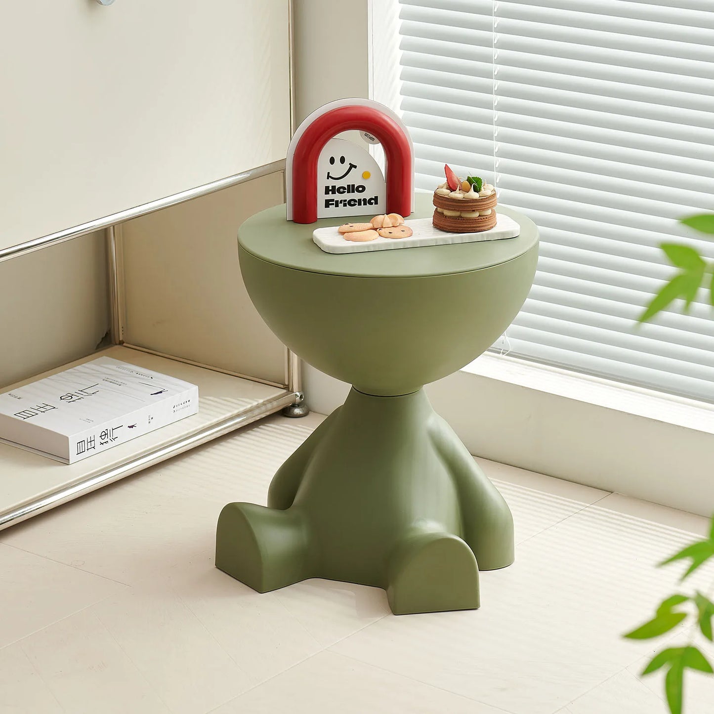 Flat head side coffee table cream style,