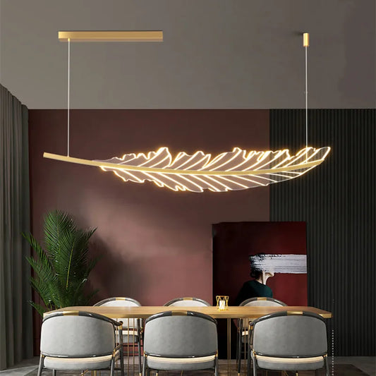 Modern Leaf Shaped Led Golden Chandelier