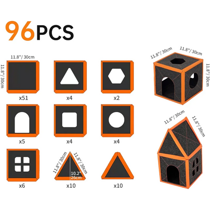 Modular Multi-Level Cat House with Scratching Post