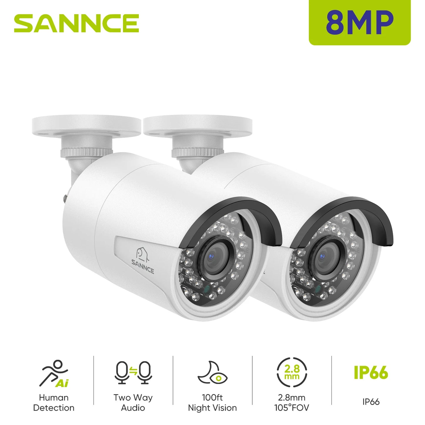 2PCS Ultra HD Camera Outdoor Indoor Protection