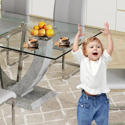 7 Piece Dining Room Set 6  Leather  Chairs,