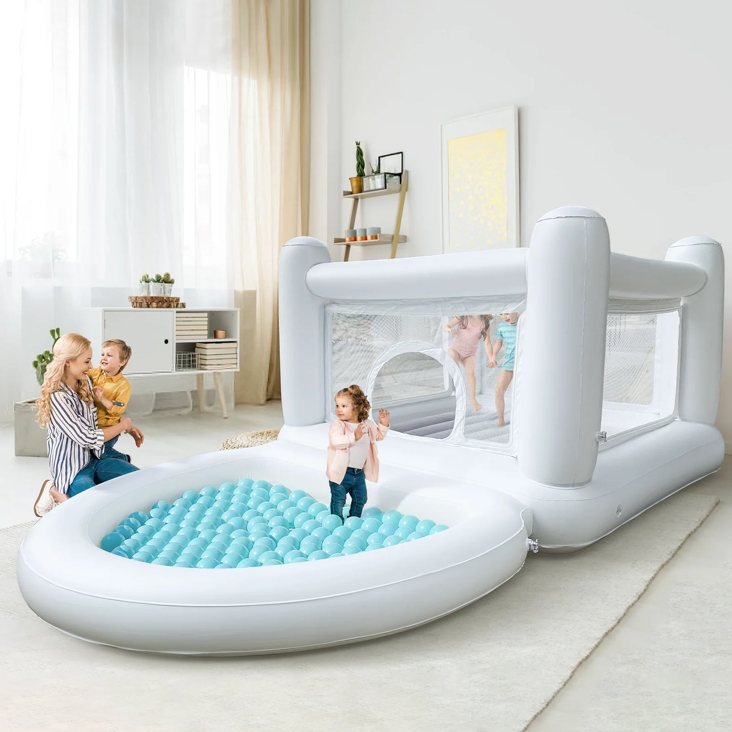 White Bounce House Ball Pool indoor, outdoor