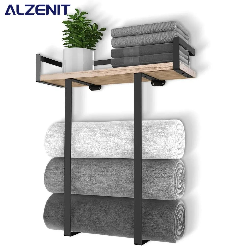 Bathroom Towel Rack Wall Mounted Shampoo Shelf