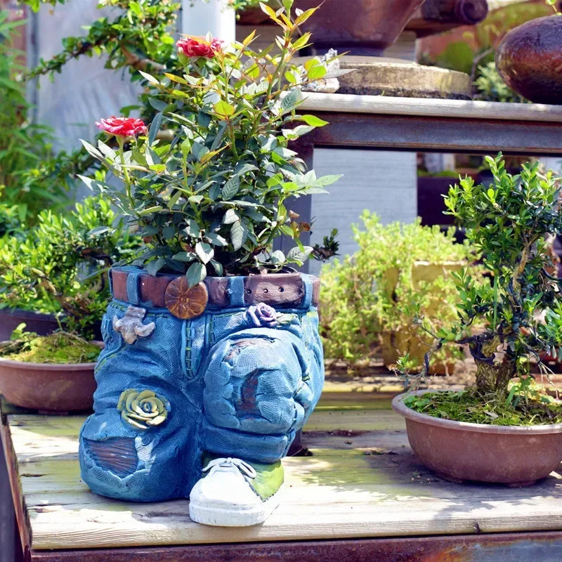 Art Jeans Garden Decoration Ornaments Flower Pot