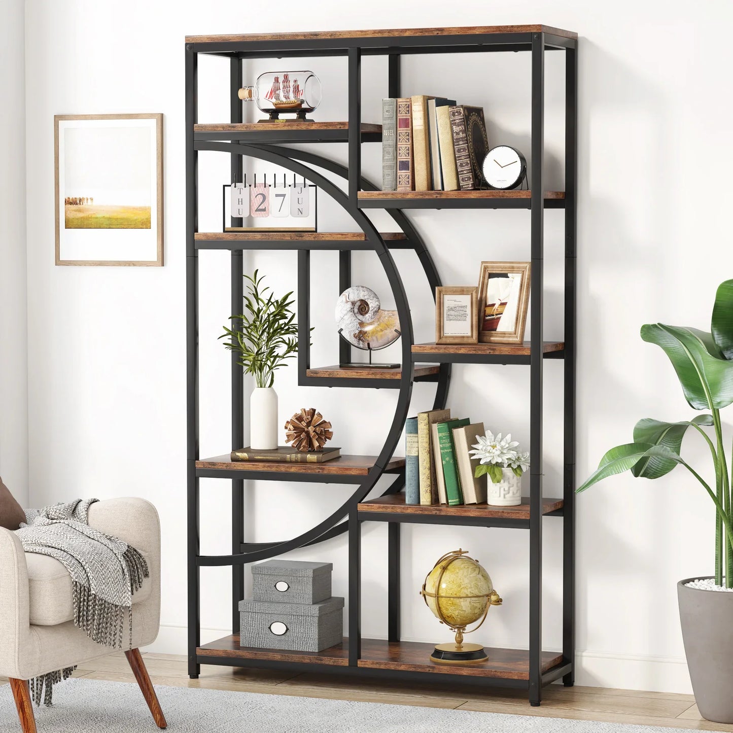 Industrial 5 Tier Freestanding Tall Bookshelves