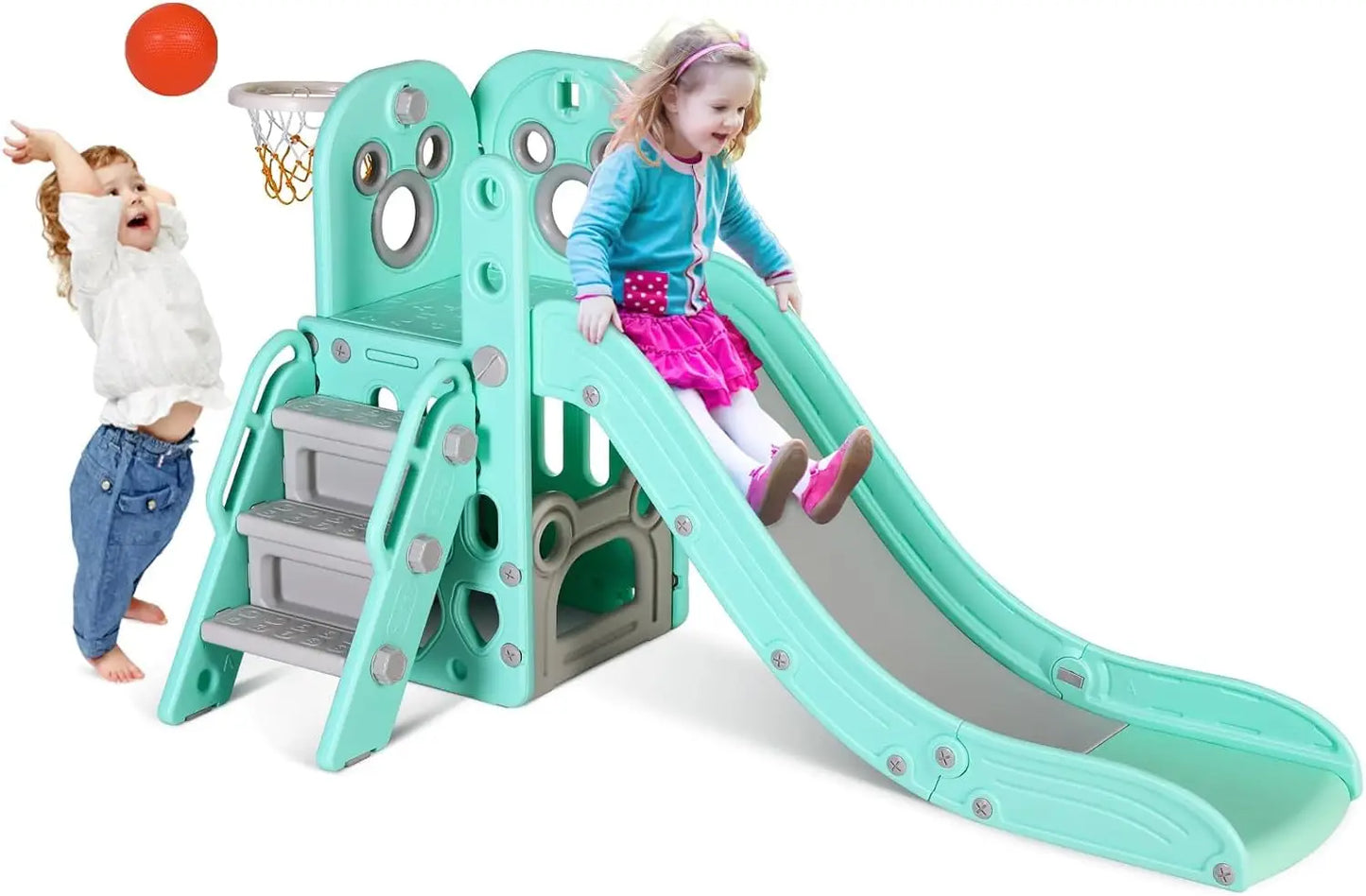 Kids Slide L-Shaped, 5 in 1 Slide Climber