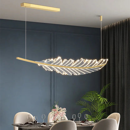 Modern Leaf Shaped Led Golden Chandelier
