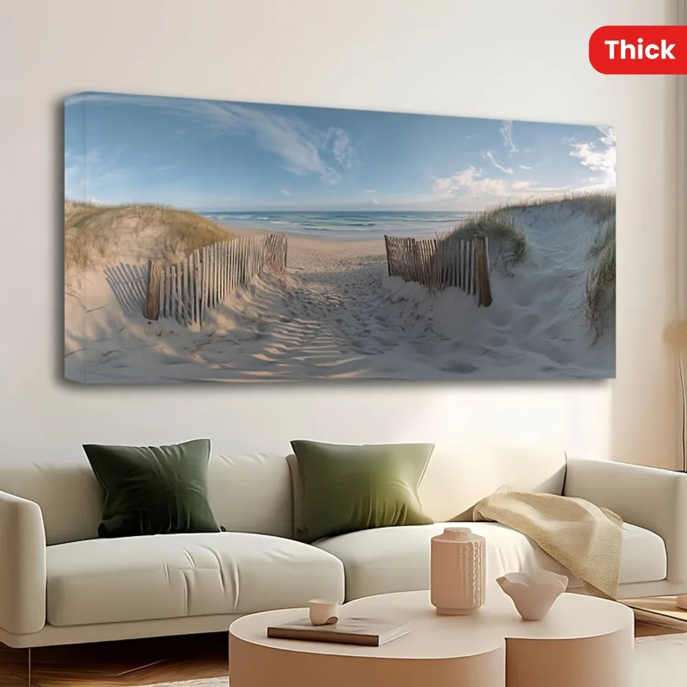 Thick pine frame mural ocean landscape painting