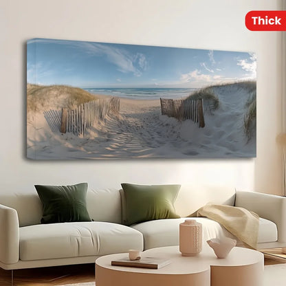 Thick pine frame mural ocean landscape painting