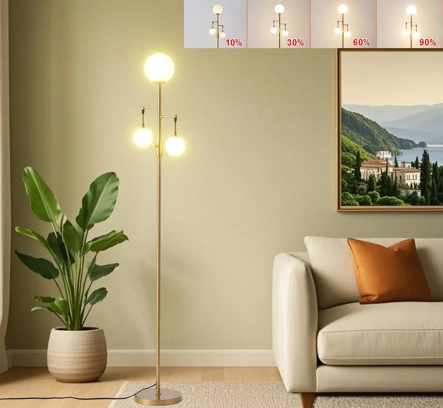Tree Standing Lamp 3 Elegant Teardrop LED Bulbs