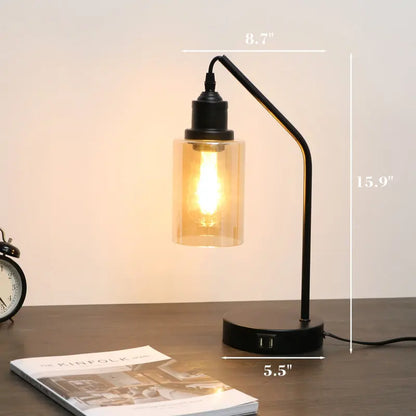 2-Pack Industrial Nightstand Lamp, 3-Way Dimmable