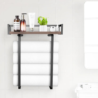 Bathroom Towel Rack Wall Mounted Shampoo Shelf