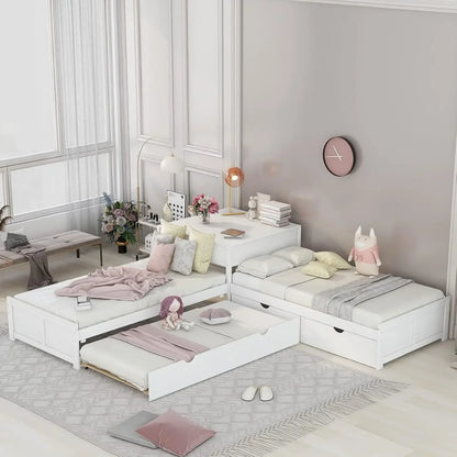 L-shaped Double Corner Storage Drawers, Desk