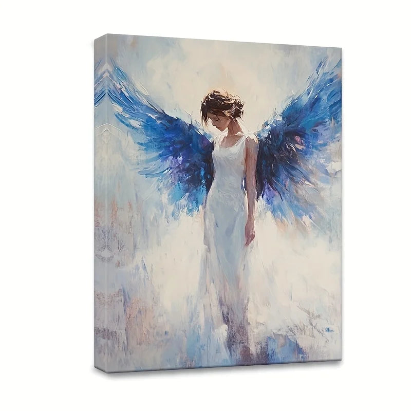 Angel Image  Canvas  Blue Wings Wooden Frame