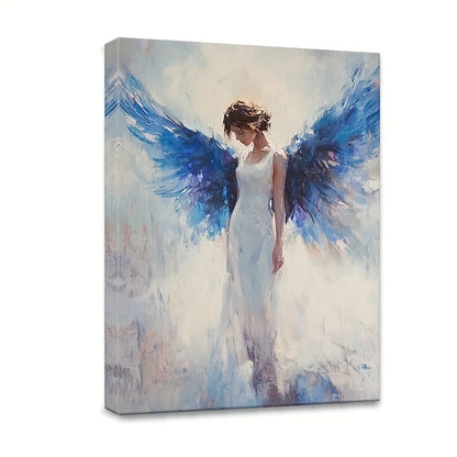 Angel Image  Canvas  Blue Wings Wooden Frame