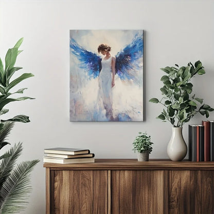 Angel Image  Canvas  Blue Wings Wooden Frame