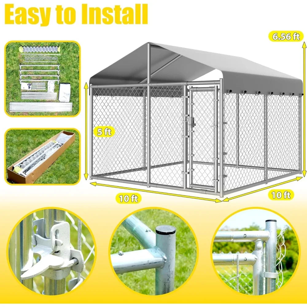 Outside Dog Kennel Large with Roof, Heavy Duty